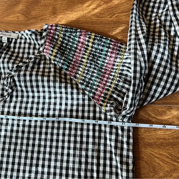 Madewell Black & white Checkered Long sleeve blouse size M - Picture 9 of 10